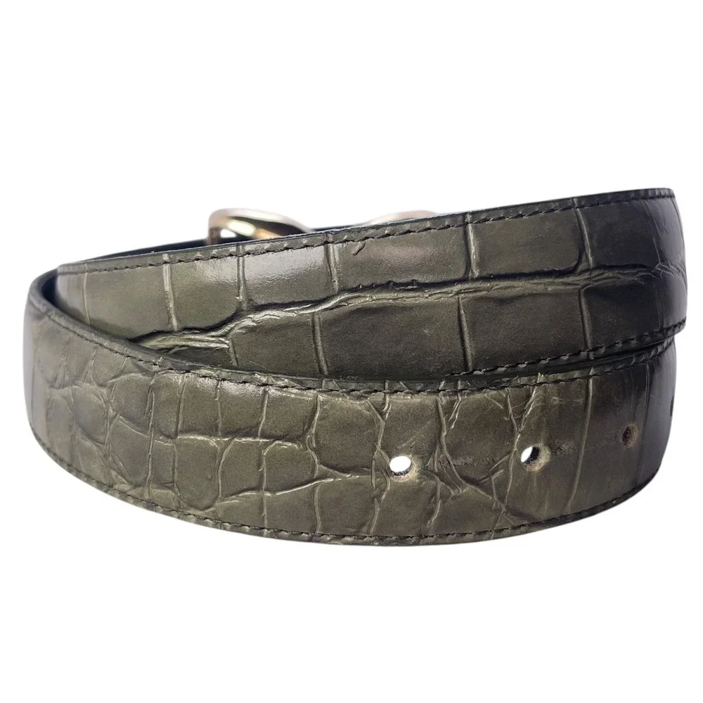 Lejon Vintage Women's‎ Belt Sage Green Alligator Grain Steerhide USA Made Sz M
